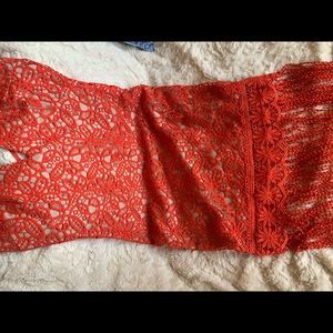 Bright Red/ Orange Lace Dress.